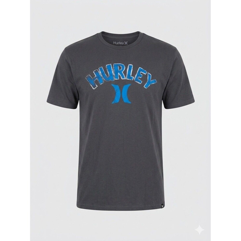 Vintage Hurley Graphic T-Shirt Men's Large Charcoal Gray 100% Cotton Regular Fit